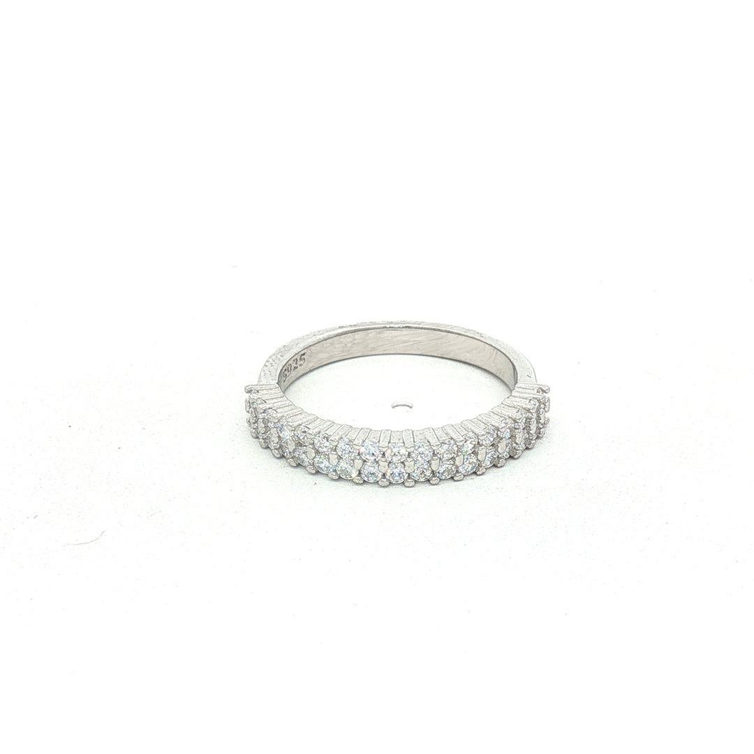 925 Sterling Silver Half Eternity Cubic Zirconia Ring For Women