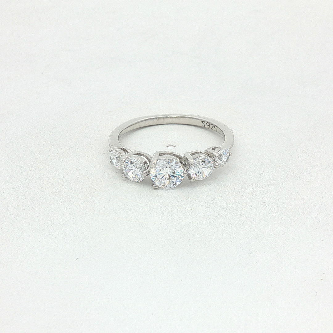 925 Sterling Silver Five Stone Zircon Diamond Ring For Women