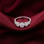 925 Sterling Silver Five Stone Zircon Diamond Ring For Women
