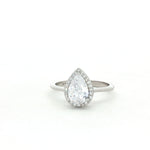 Load image into Gallery viewer, Sparkling 925 Sterling Silver Pear-Shaped Double Halo Ring