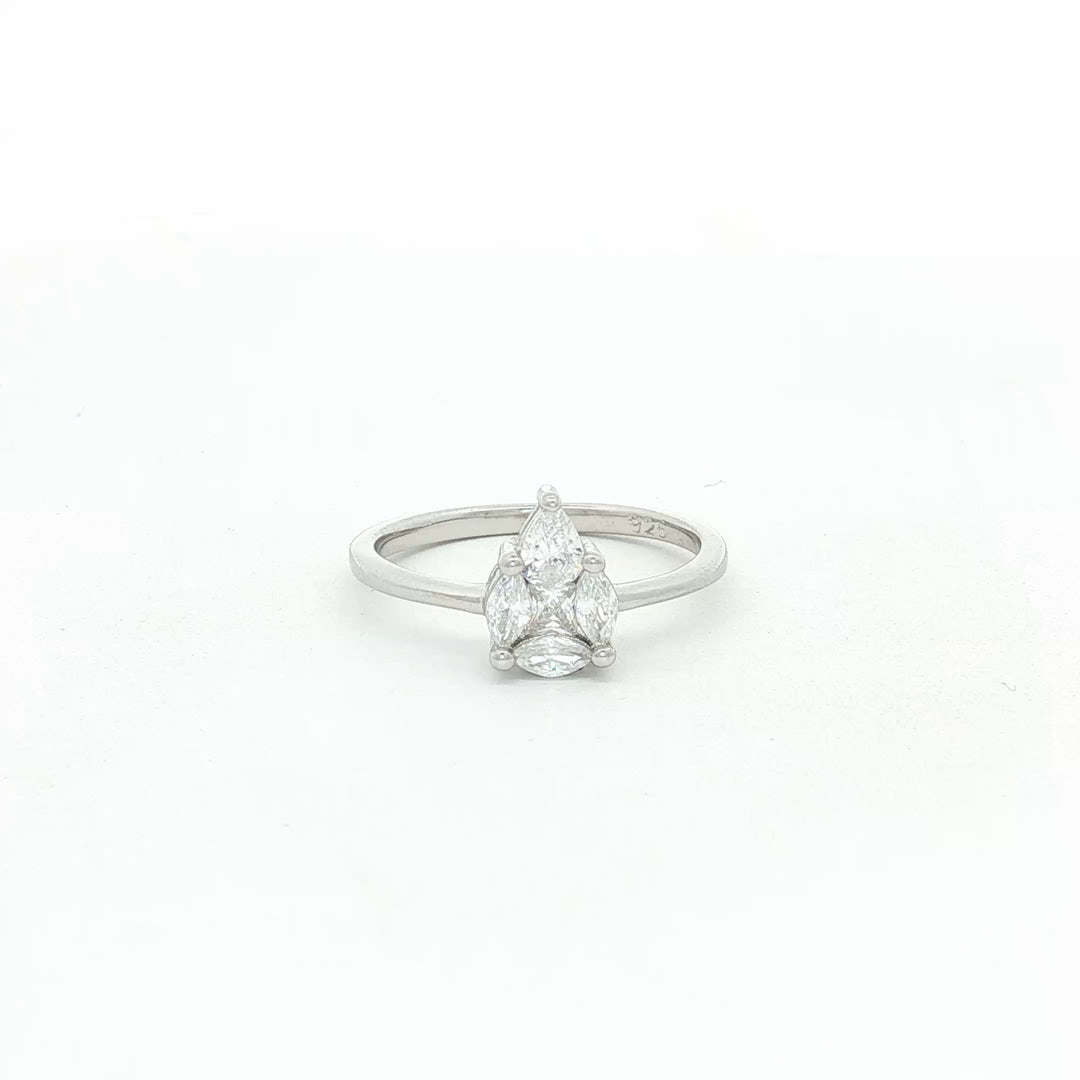925 Sterling Silver Marquise Diamond Ring For Women