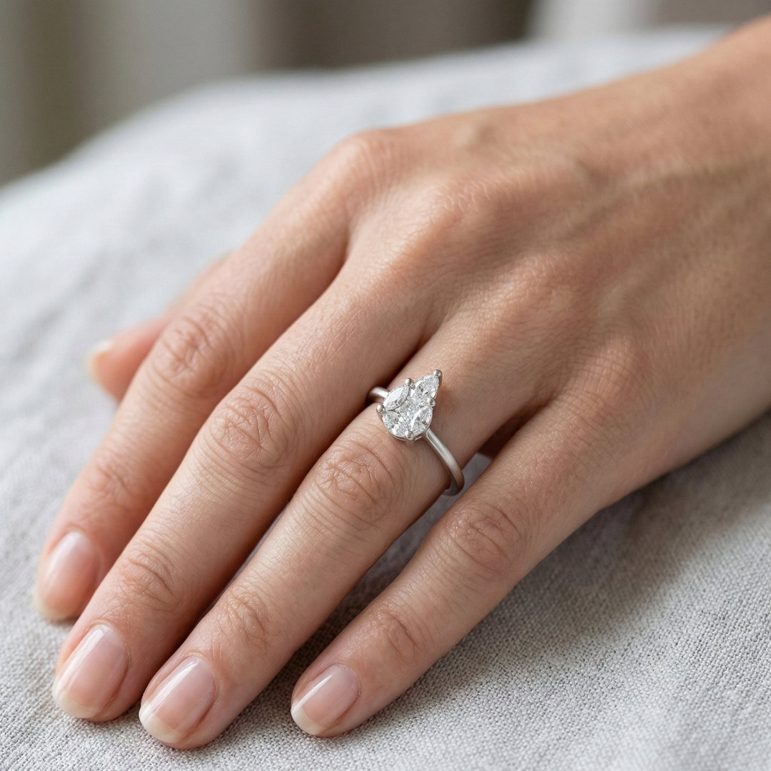 925 Sterling Silver Marquise Diamond Ring For Women