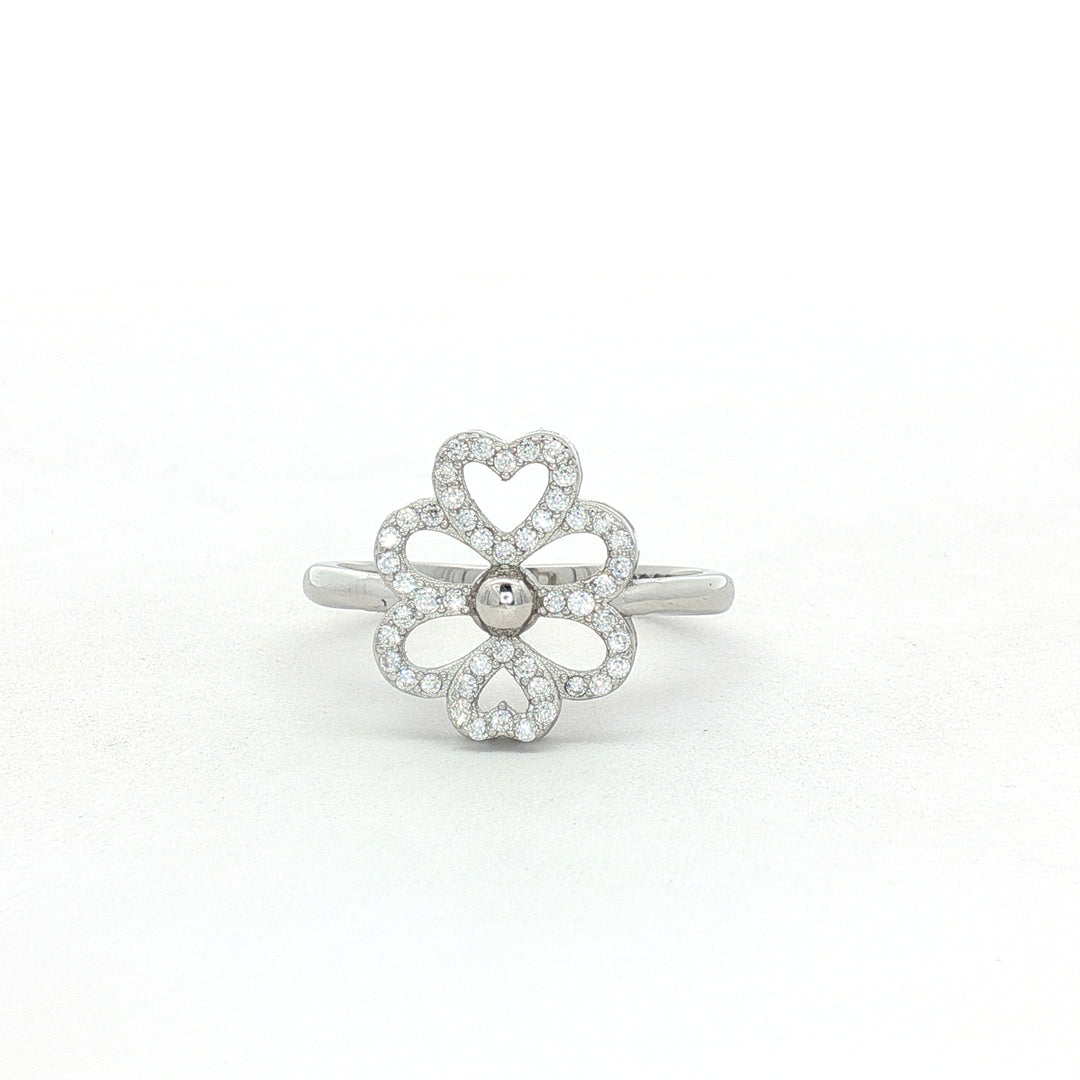 Elegant 925 Silver White Hearts Ring For Women