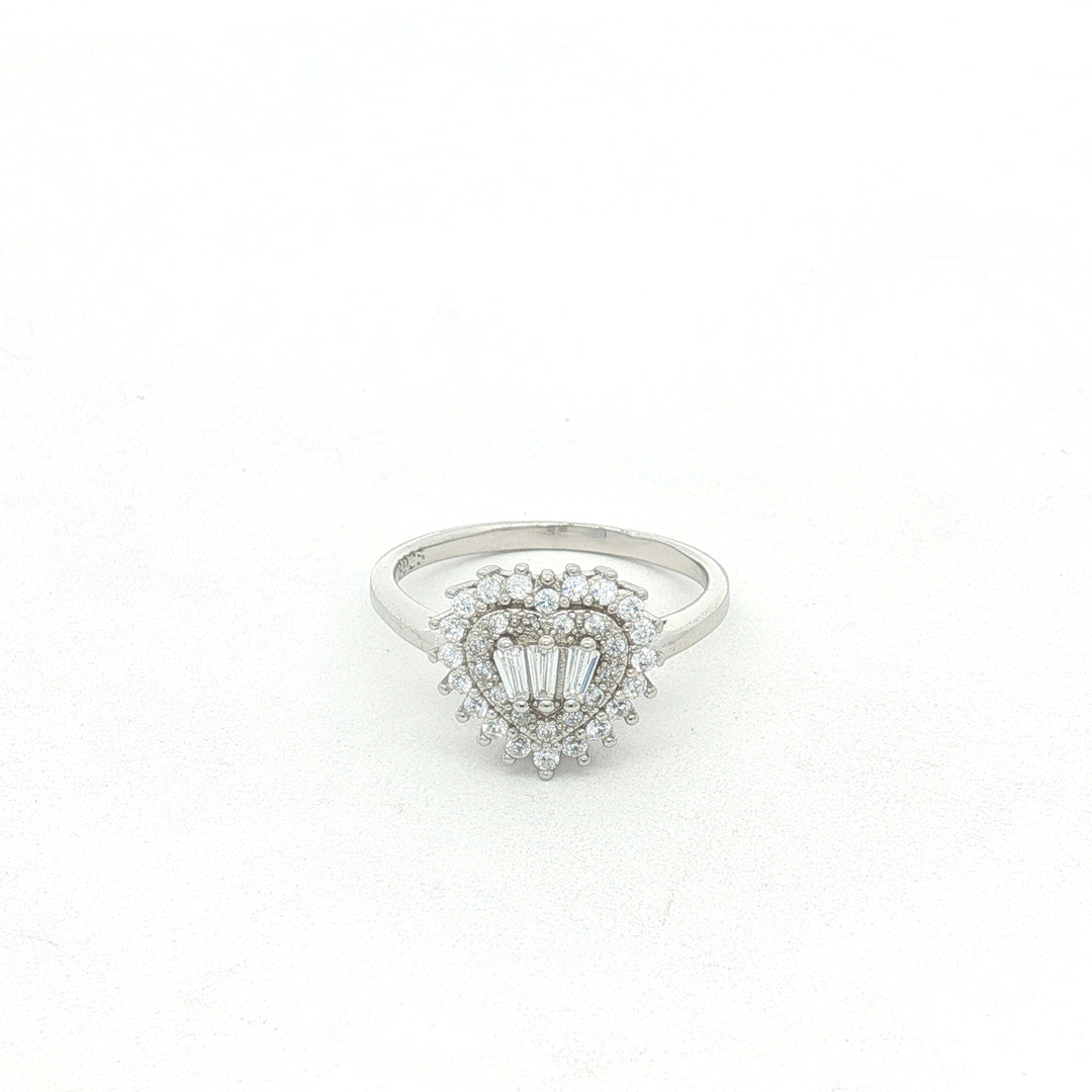 Elegant 925 Sterling Silver Heart Shape Diamond Ring For Women
