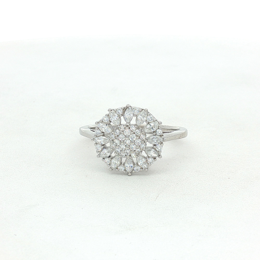 925 Sterling Silver Marquise Shape Sparkling Halo Diamond Ring For Women