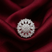 925 Sterling Silver Marquise Shape Sparkling Halo Diamond Ring For Women