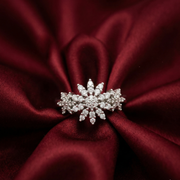 925 Sterling Silver Marquise Diamond Flower Ring for Women