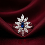 Load image into Gallery viewer, 925 Sterling Silver Marquise Diamond Blue Flower Ring for Women
