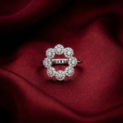 925 Sterling Silver Round Brilliant Diamond Floral Ring for Women