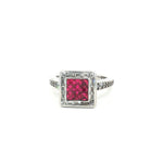Load image into Gallery viewer, 925 Sterling Silver Ruby Color Squire Shape Halo Ring For Women