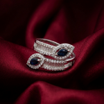 Load image into Gallery viewer, 925 Sterling Silver Blue Color Pear Shape Halo Ring For Women