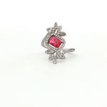 Load image into Gallery viewer, Dazzling 925 Sterling Silver Ruby-Tone Halo Ring with Sparkling Accents
