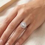 Load image into Gallery viewer, Luxury 925 Sterling Silver Floral Ring Sparkling CZ Diamond Look