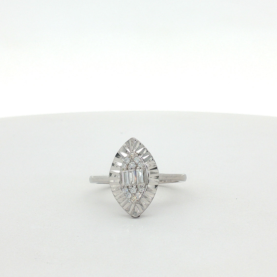 Luxury 925 Sterling Silver Marquise Ring Sparkling CZ Diamond Look