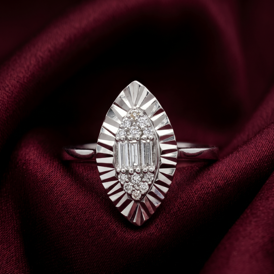 Luxury 925 Sterling Silver Marquise Ring Sparkling CZ Diamond Look