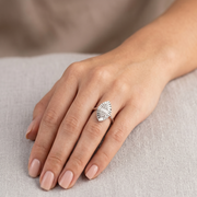 Luxury 925 Sterling Silver Marquise Ring Sparkling CZ Diamond Look