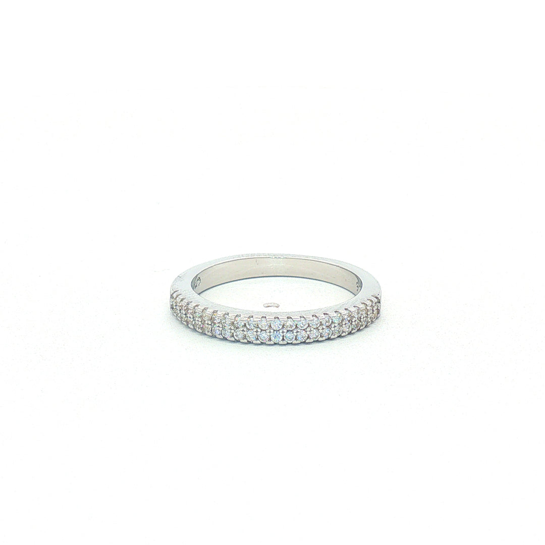 Premium 925 Sterling Silver Half Eternity Ring with Sparkling