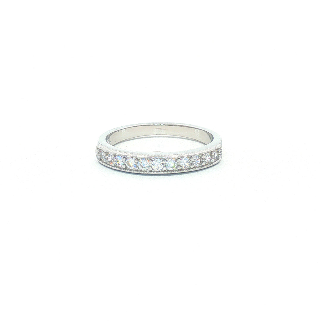 925 Sterling Silver CZ Stone Studded Band Ring for Women