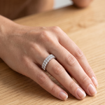Load image into Gallery viewer, 925 Sterling Silver Triple Row CZ Stone Statement Ring for Women