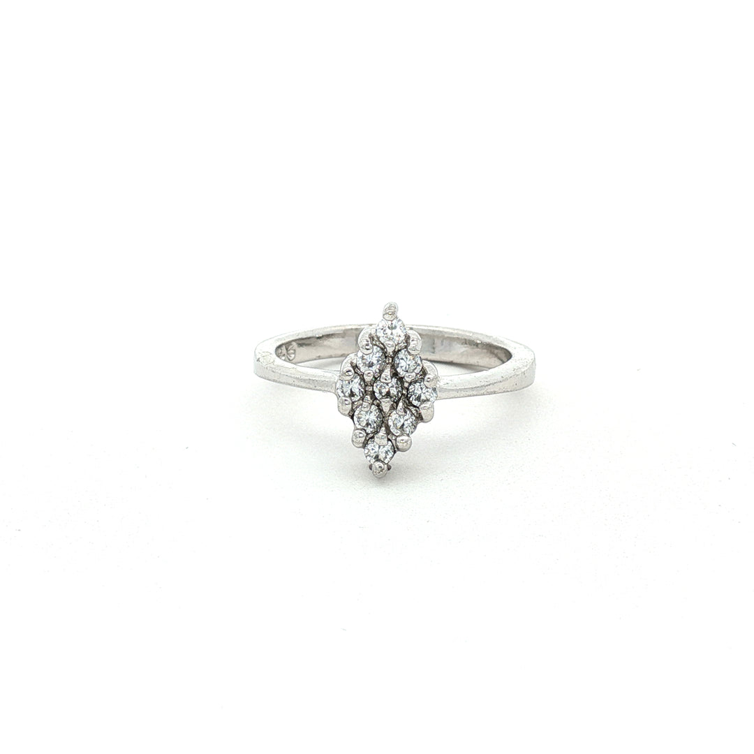 925 Sterling Silver Marquise Shape Sparkling Halo Ring For Women