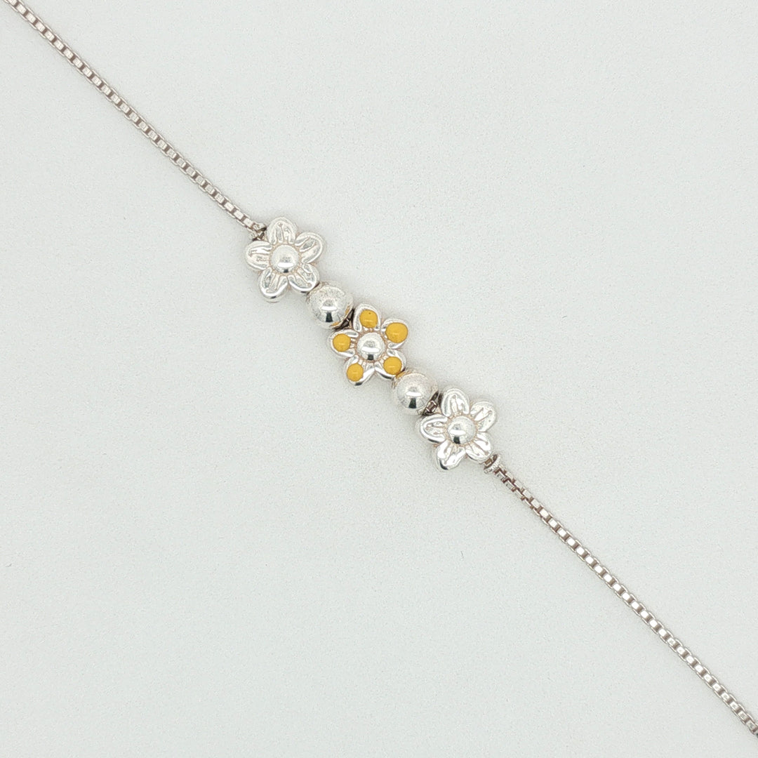 Premium Flower 925 Sterling Silver Rakhi for Brother