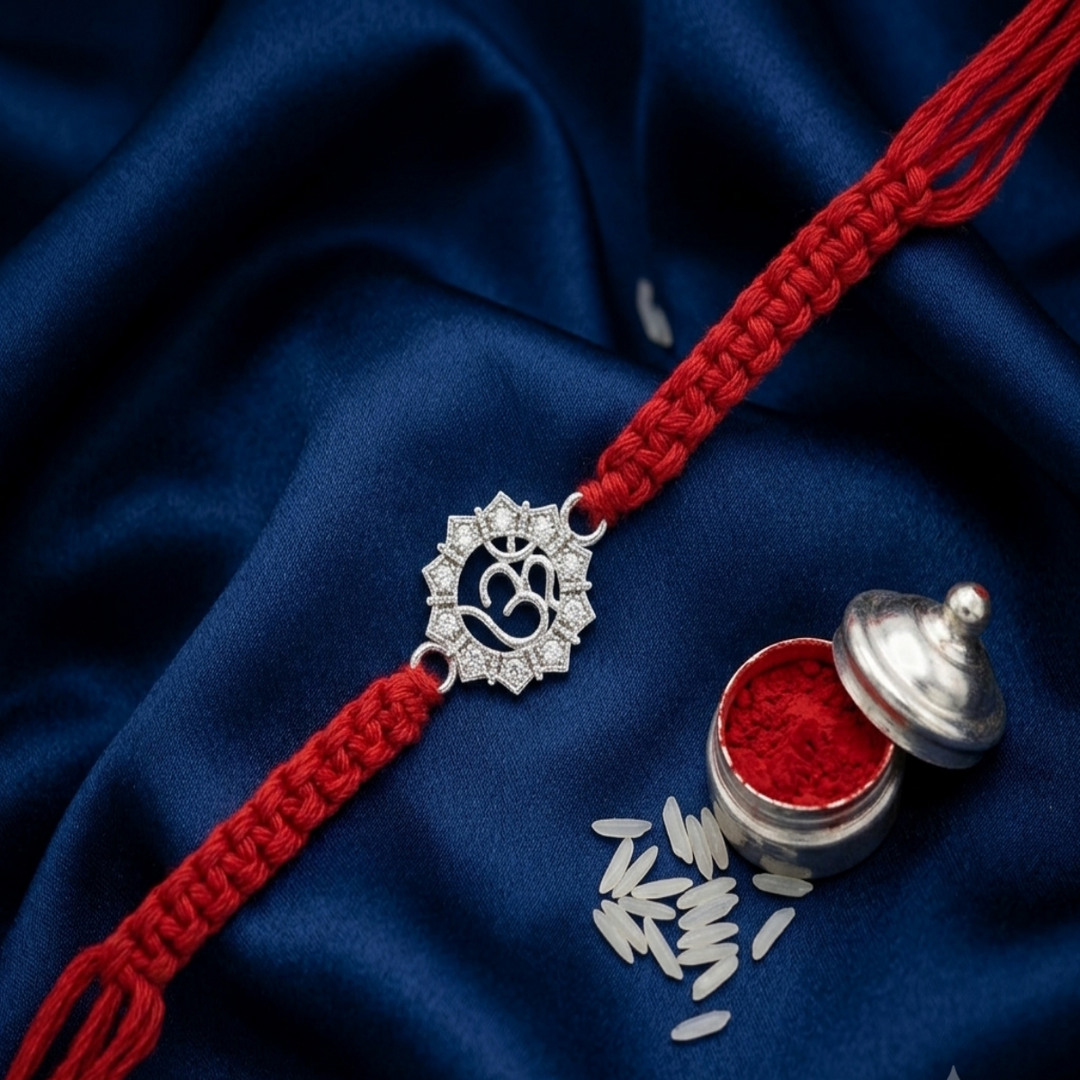 Premium OM 925 Sterling Silver Rakhi for Brother