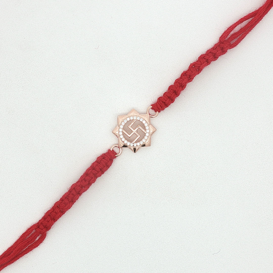 Premium Swastik 925 Sterling Silver Rakhi for Brother