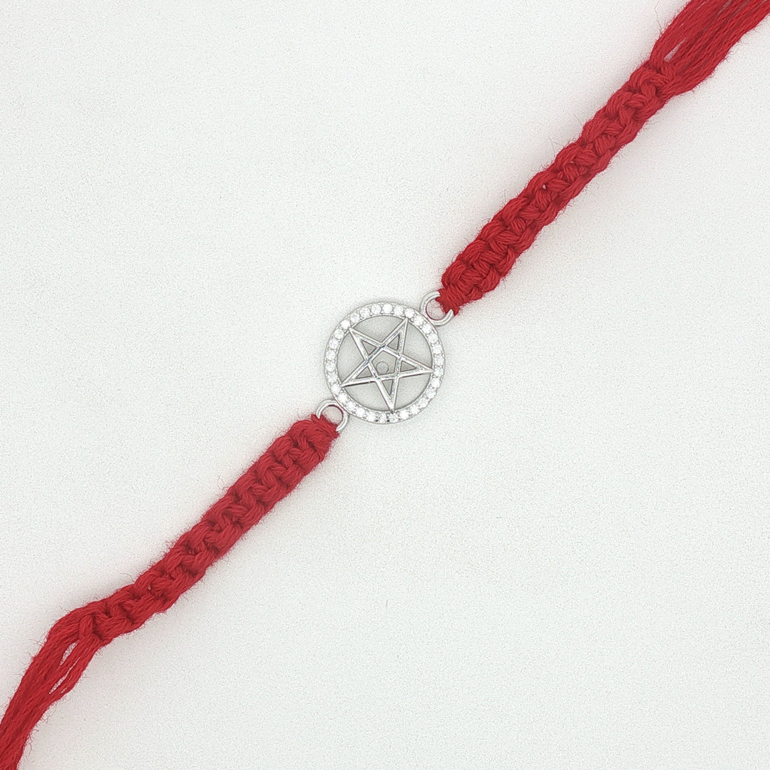 Premium 925 Round Star Sterling Silver Rakhi for Brother
