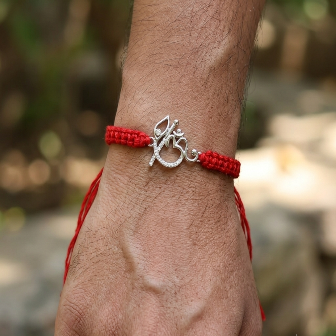 Premium OM 925 Sterling Silver Rakhi for Brother