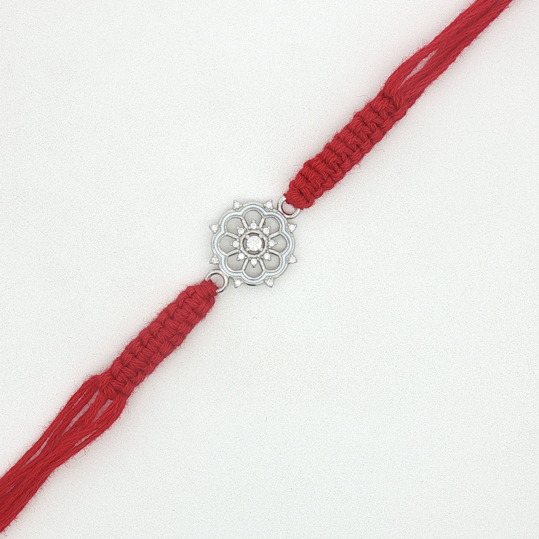 Premium Flower 925 Sterling Silver Rakhi for Brother