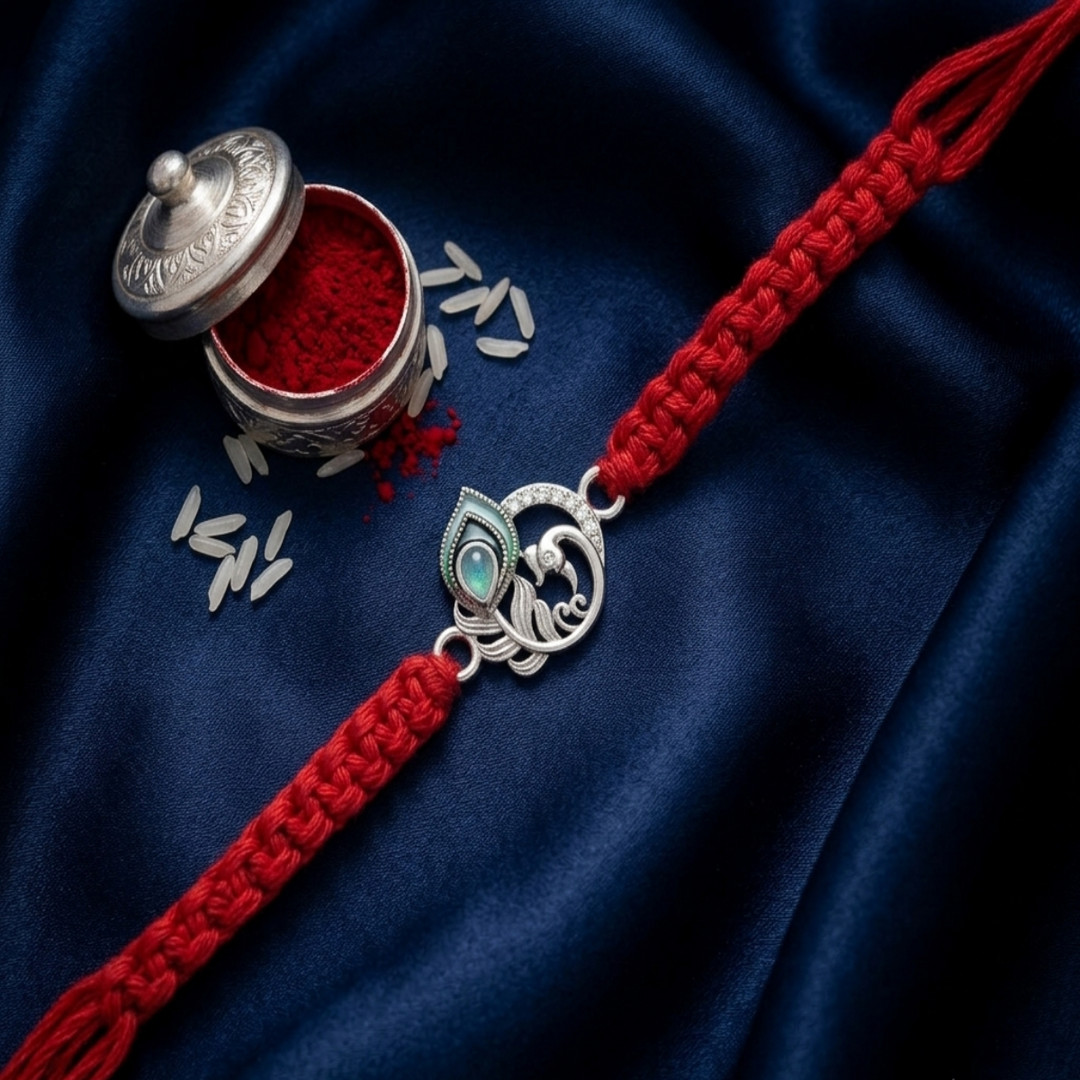Premium Feather 925 Sterling Silver Rakhi for Brother