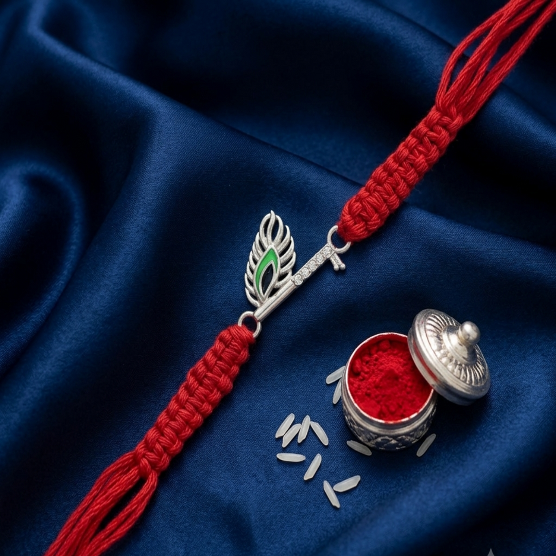Premium Feather 925 Sterling Silver Rakhi for Brother