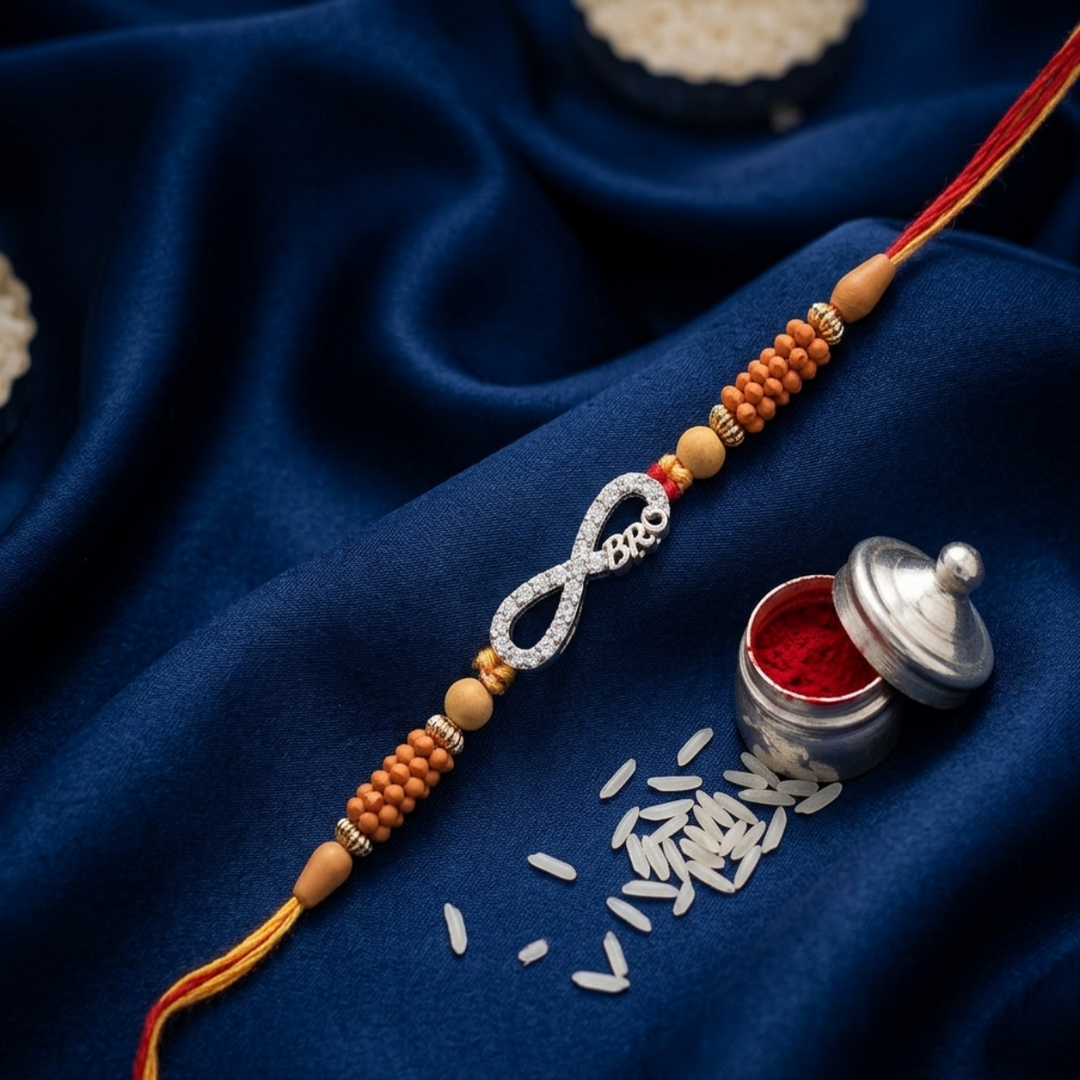 Premium Infinity 925 Sterling Silver Rakhi for Brother