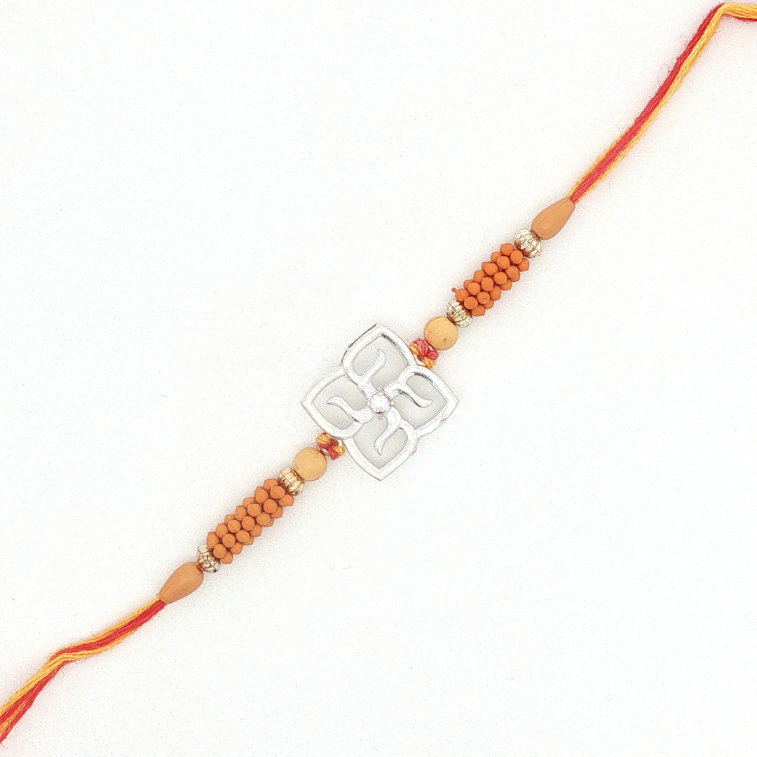 Premium Swastik 925 Sterling Silver Rakhi for Brother