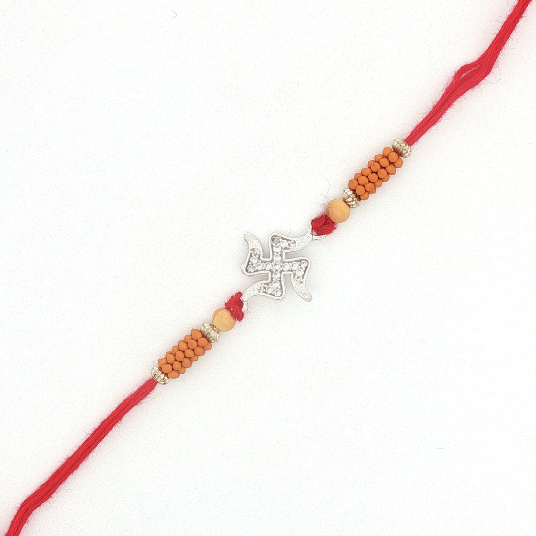 Premium Swastik 925 Sterling Silver Rakhi for Brother