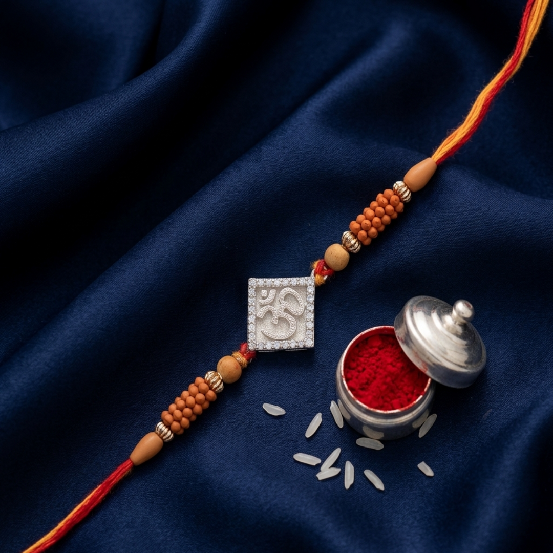 Premium OM 925 Sterling Silver Rakhi for Brother