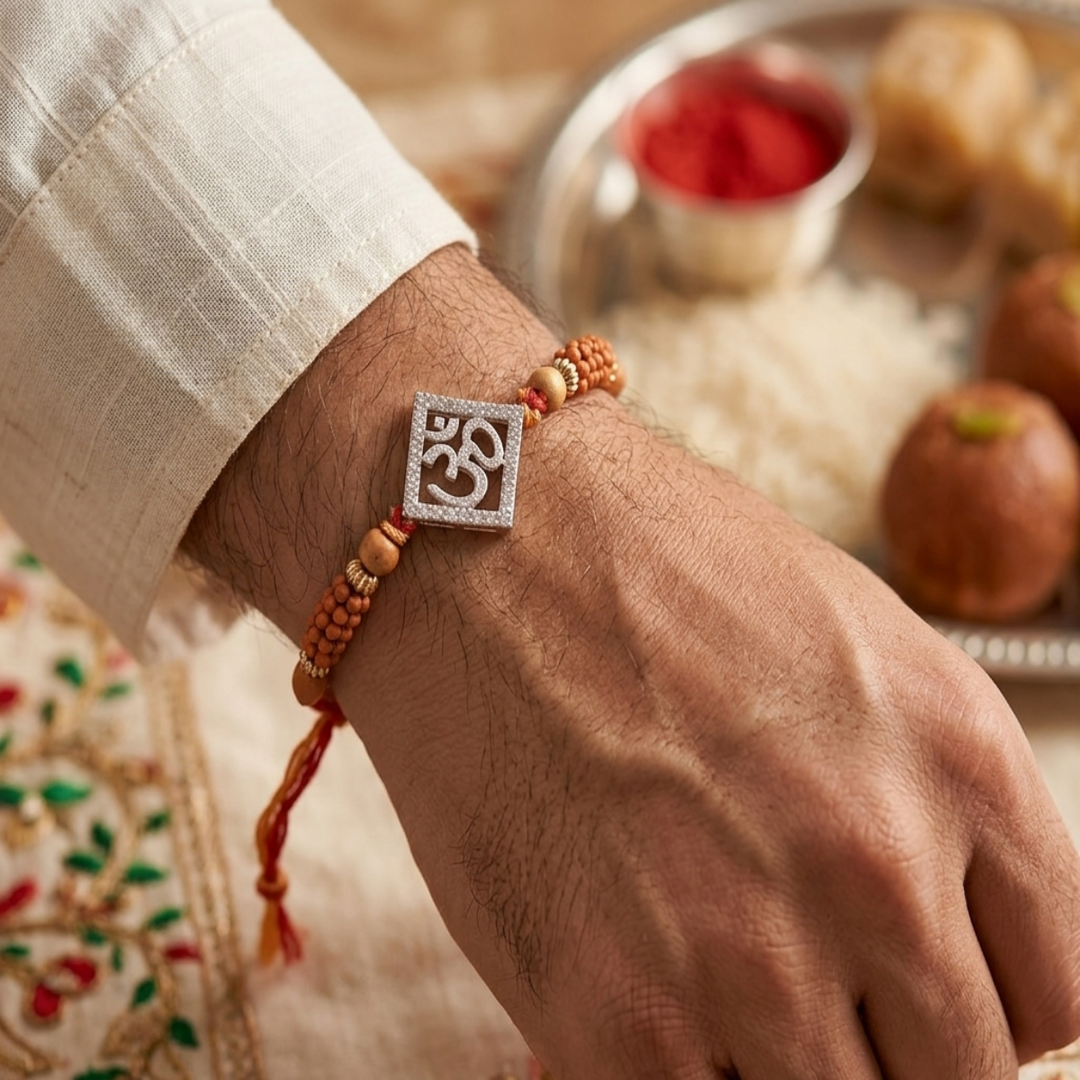 Premium OM 925 Sterling Silver Rakhi for Brother