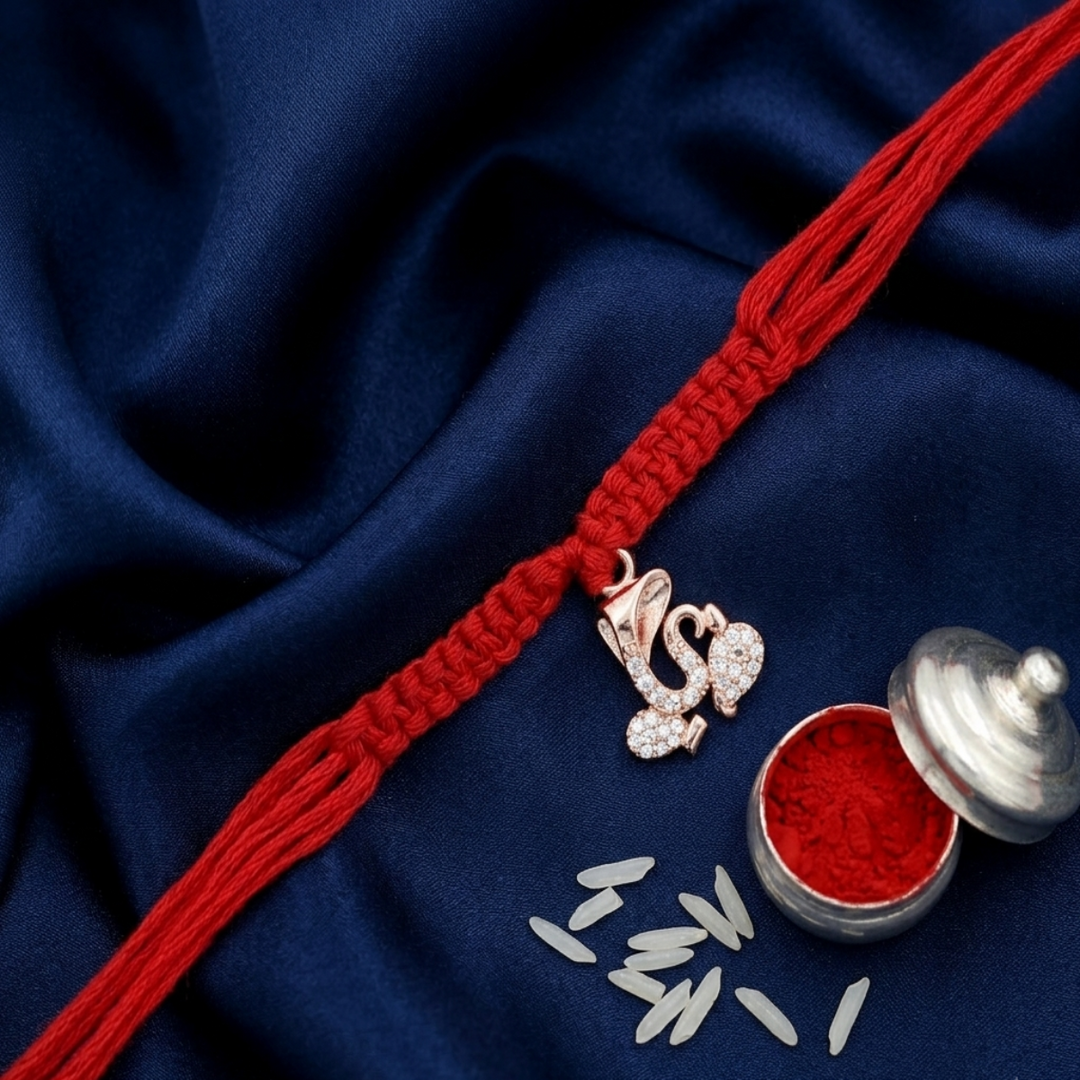 Premium Ganesh Ji 925 Sterling Silver Rakhi for Brother