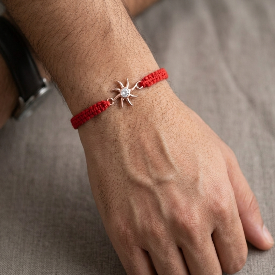 Premium Surya Design 925 Sterling Silver Rakhi for Brother