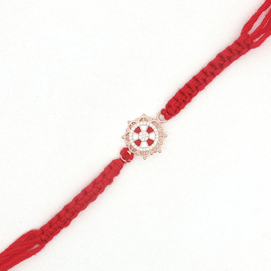Premium Round Shape 925 Sterling Silver Rakhi for Brother