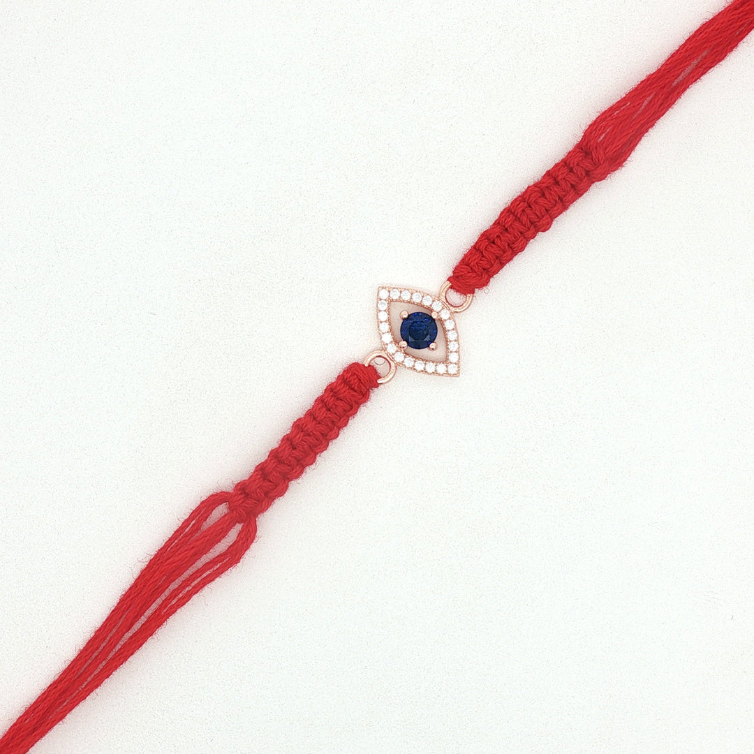 Premium Eye Shape 925 Sterling Silver Rakhi for Brother
