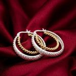 Load image into Gallery viewer, Stylish Two-Tone Double Hoop 925 Sterling Silver Earrings