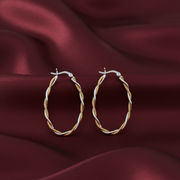 Mia'h Double Hoops Two Tone 925 Sterling Silver Hoop Earrings