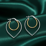 Load image into Gallery viewer, Mannat Double Hoops Two Tone 925 Sterling Silver Hoop Earrings