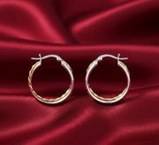 Pihu Double Hoops Two Tone 925 Sterling Silver Hoop Earrings