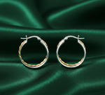 Load image into Gallery viewer, Pihu Double Hoops Two Tone 925 Sterling Silver Hoop Earrings