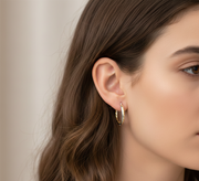 Pihu Double Hoops Two Tone 925 Sterling Silver Hoop Earrings