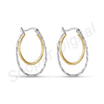 Load image into Gallery viewer, Duniya Swig Double Hoops Two Tone 925 Sterling Silver Hoop Earrings
