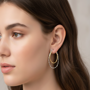 Mitya Double Hoops Two Tone 925 Sterling Silver Hoop Earrings