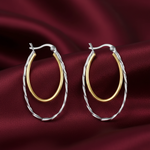 Load image into Gallery viewer, Duniya Swig Double Hoops Two Tone 925 Sterling Silver Hoop Earrings